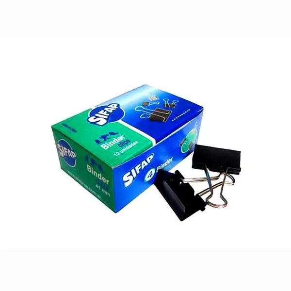 BROCHE BINDER CLIPS NEGROS SIFAP N°4 X 12U