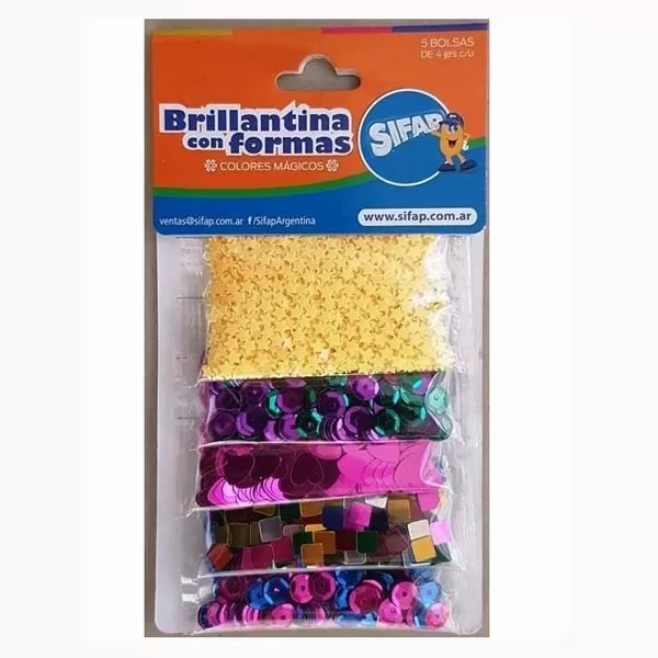 BRILLANTINA SIFAP FORMAS COL. MAGICOS X 5 SOBRES