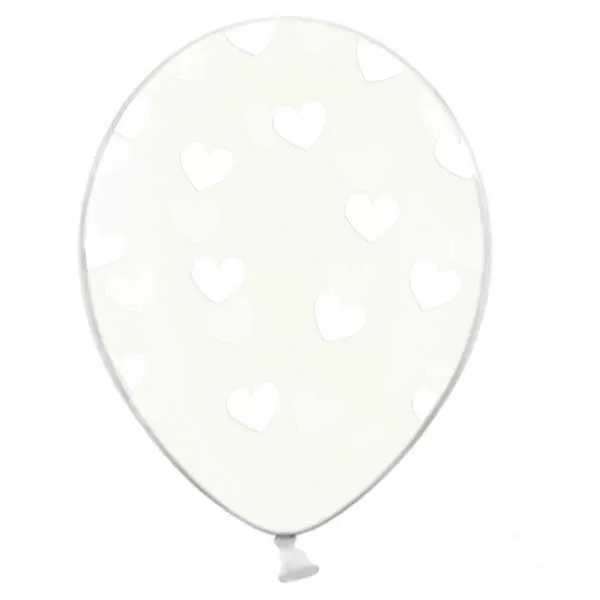 GLOBO TUKY 12 x 12u CRISTAL CORAZON BLANCO