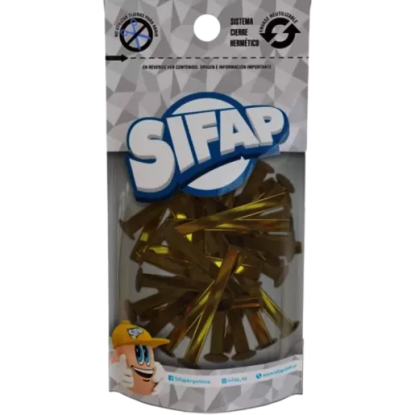 BROCHE DORADO DOS PUNTAS SIFAP N°12 X 100U