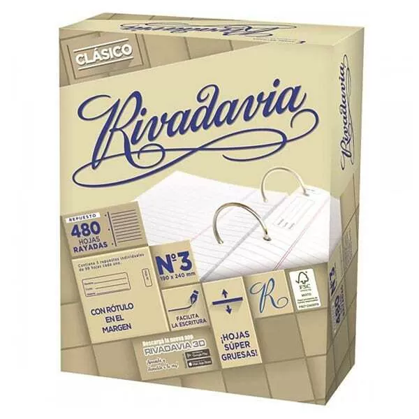 REP. ESCOLAR RIVADAVIA CLASICO N°3 480H RAYA