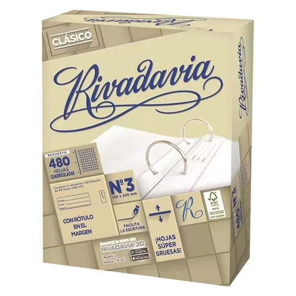 REP. ESCOLAR RIVADAVIA CLASICO N°3 480H CUAD.