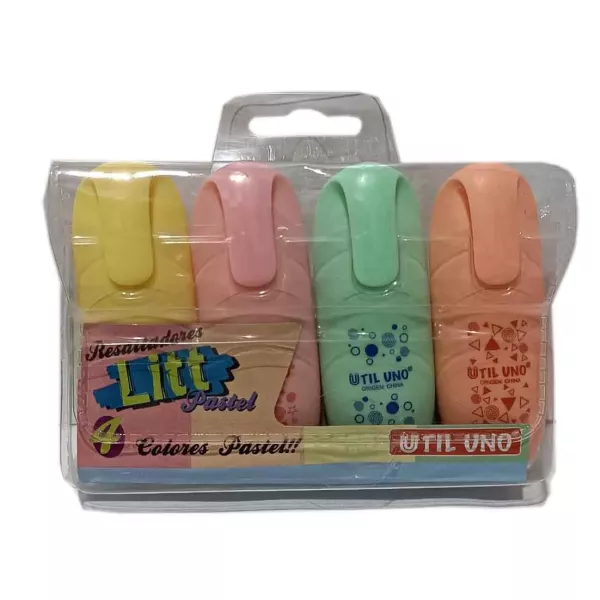 MINI RESALTADOR UTIL UNO PASTEL X 4U (SURTIDO)