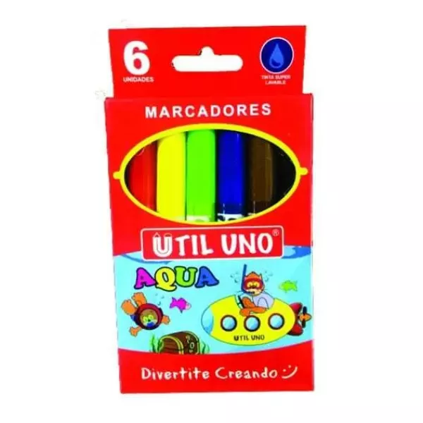 MARCADOR UTIL UNO AQUA SURTIDO X 6U