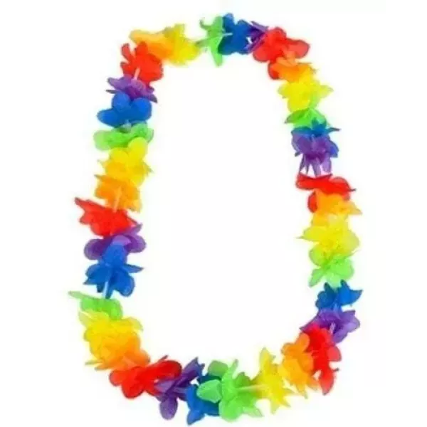 COLLAR PLASTICO FLORES FLUO X 10U