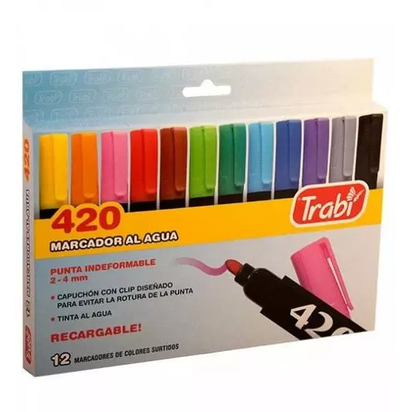 MARCADOR AGUA TRABI 420 ESTUCHE X 12U PR REC