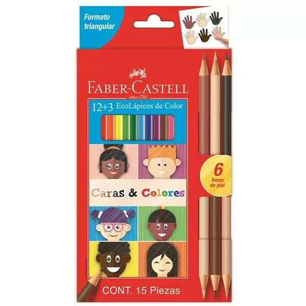LAPIZ CARAS Y COLORES FABER CASTELL X 12 + 3U