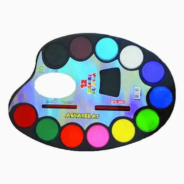 PALETA ACUARELAS UTIL UNO 12 COL. + PINCEL