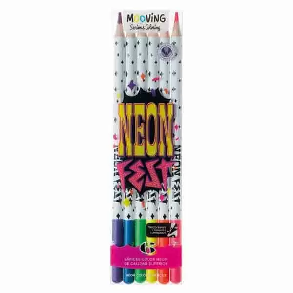 LAPIZ COLOR NEON MOOVING LARGO X 6U (3011206)