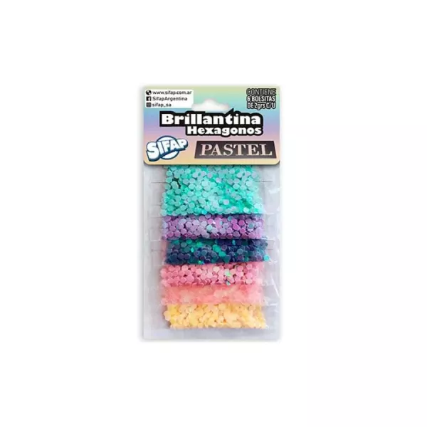 BRILLANTINA SIFAP FORMAS PASTEL X 6 SOBRES
