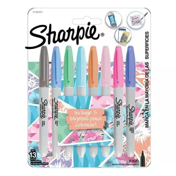 SET MARCADORES PASTEL SHARPIE FINO X 8U