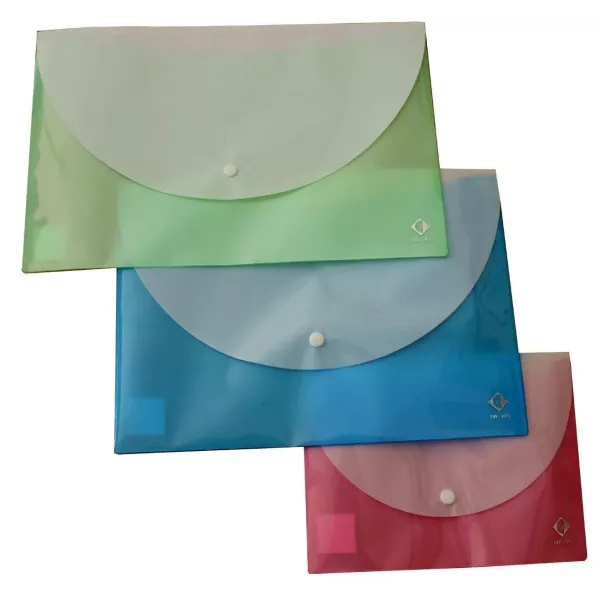 SOBRE PLASTICO THE PEL C/BOTON BICOLOR A4