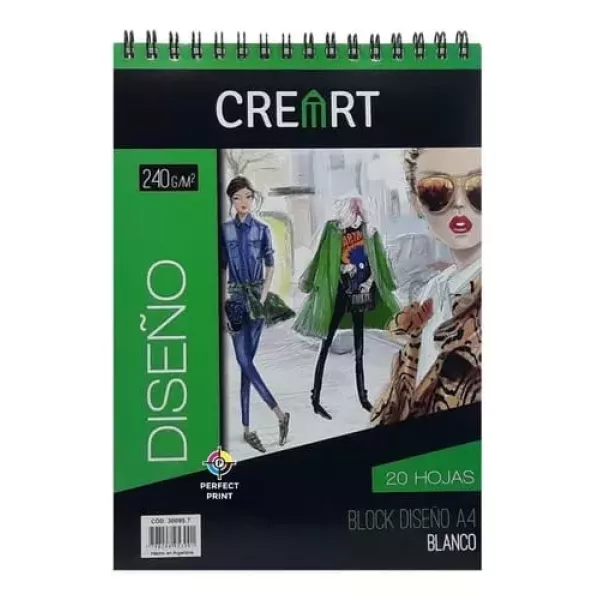 BLOCK DIBUJO CREART ESP. A4 BLANCO 240G 20H