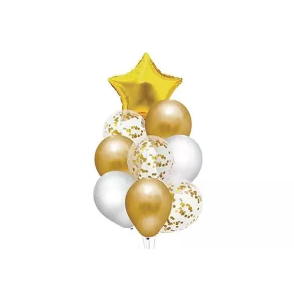 SET GLOBOS PREMIUM OVNI X 9U DORADO