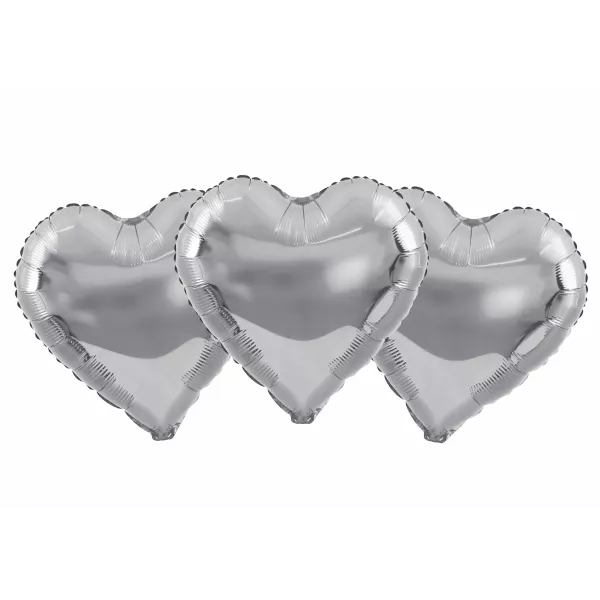 SET GLOBO CORAZON PLATA METAL 5 x 5u