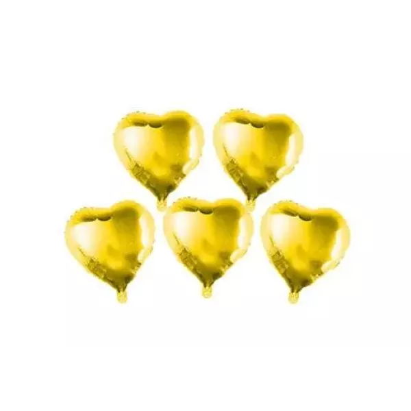 SET GLOBO CORAZON DORADO METAL 5 x 5u