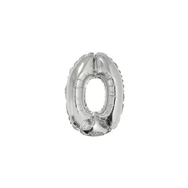 GLOBO N°0 PLATA METAL 7 + PALITO C/CLIP