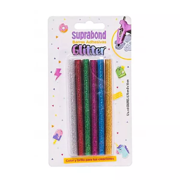 BARRAS SILICONA FINA GLITTER 10CM X 12U