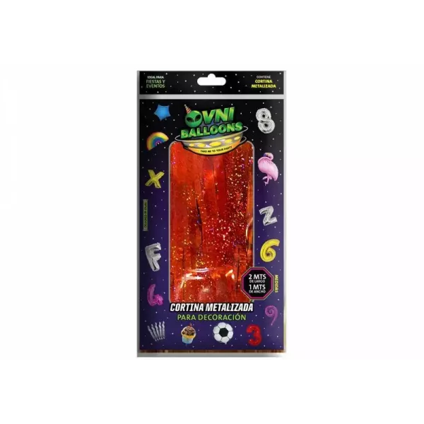 CORTINA METALIZADA OVNI 2MT X 1MT ROJO