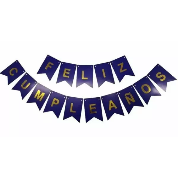 BANDERIN AZUL/ORO FELIZ CUMPLE
