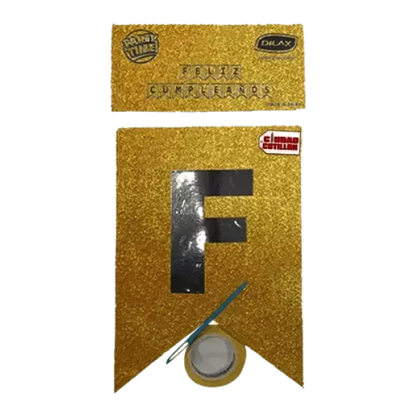 BANDERIN GLITTER DORADO/PLATA FELIZ CUMPLE