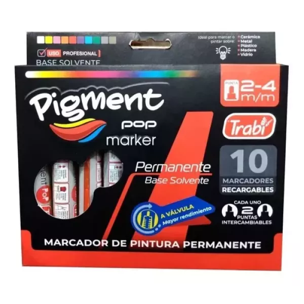 MARCADOR PIGMENT POP TRABI ESTUCHE X 6U