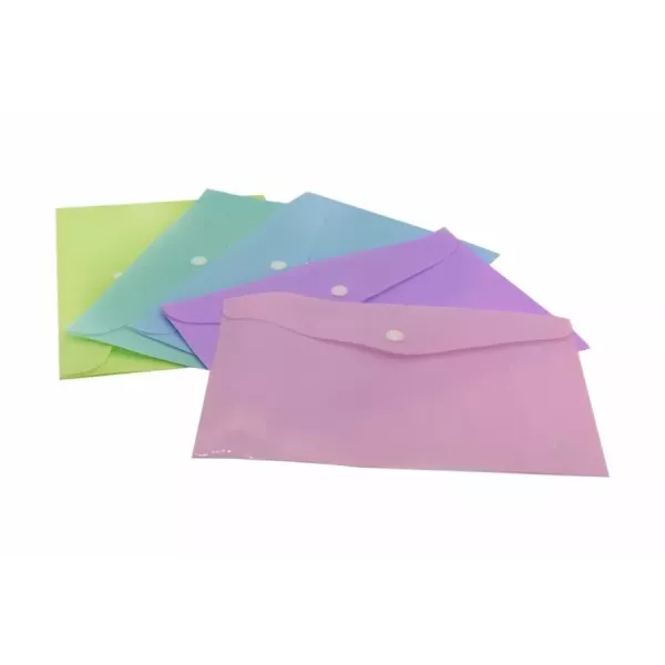 SOBRE PLASTICO THE PEL C/BOTON PASTEL A4