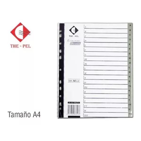 INDICES PLASTICOS THE PEL A4 A-Z