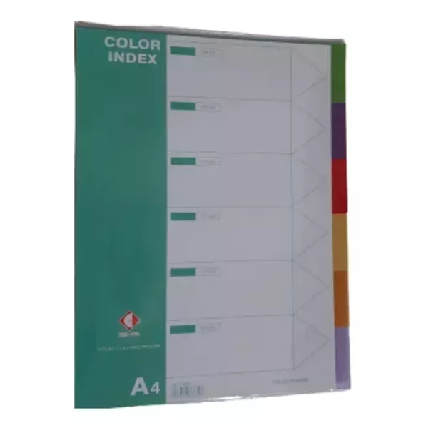 INDICES PLASTICOS THE PEL A4 6 DIV. LENGUETA