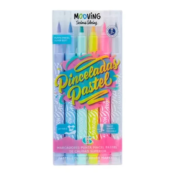 MARCADOR MOOVING PINCEL PASTEL X 6U (3031106)