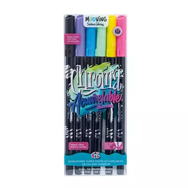 MARCADOR MOOVING DOBLE PUNTA ACUARELABLE X 6U (3091806)