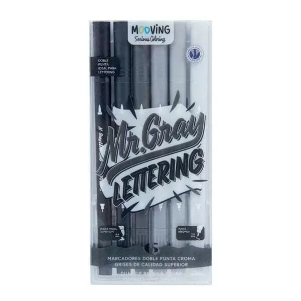 MARCADOR MOOVING DOBLE PUNTA MR. GRAY X 6U (3091506)