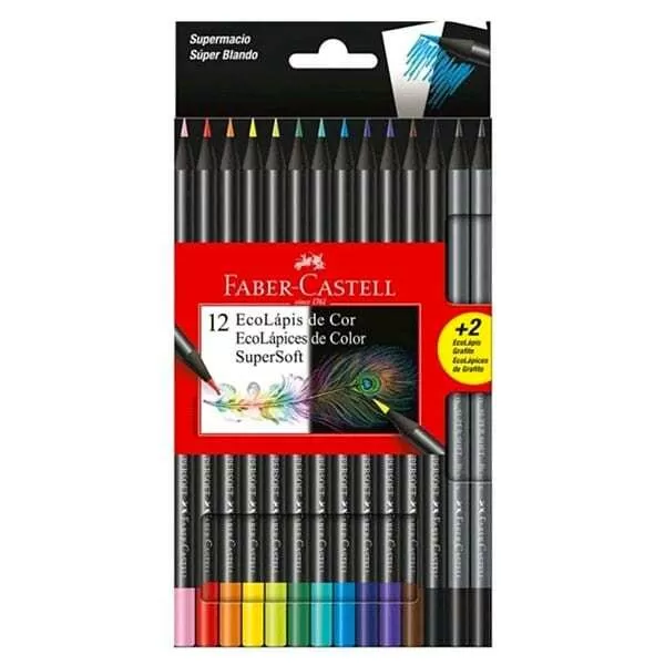 LAPIZ COLOR FABER CASTELL SUPER SOFT X 12U + 2GR