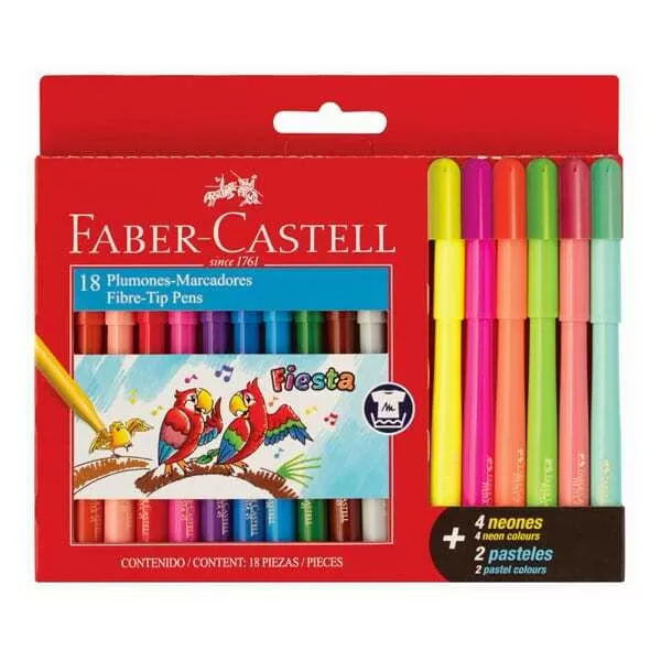 MARCADOR FIESTA FABER CASTELL X 18U (NEON/PASTEL)
