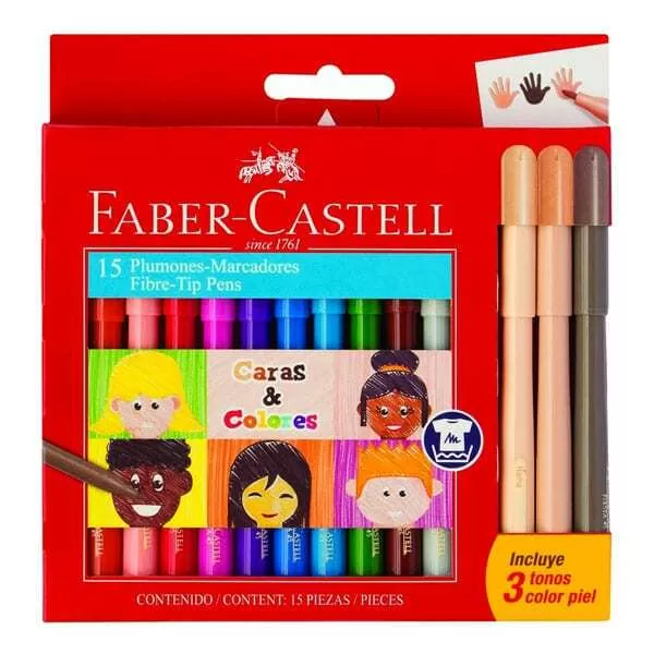 MARCADOR CARAS Y COLORES FABER CASTELL X 12 + 3U