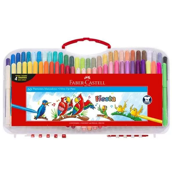 MARCADOR FIESTA FABER CASTELL ESTUCHE X 60U