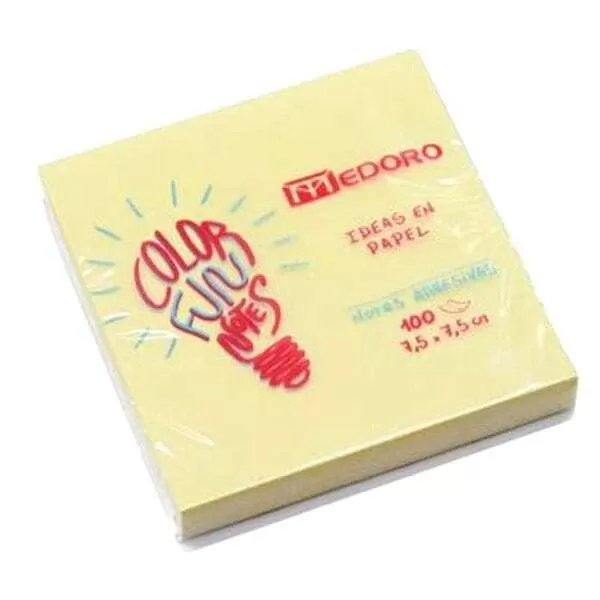 NOTAS ADHESIVAS MEDORO 7.5X7.5 CM X 100H