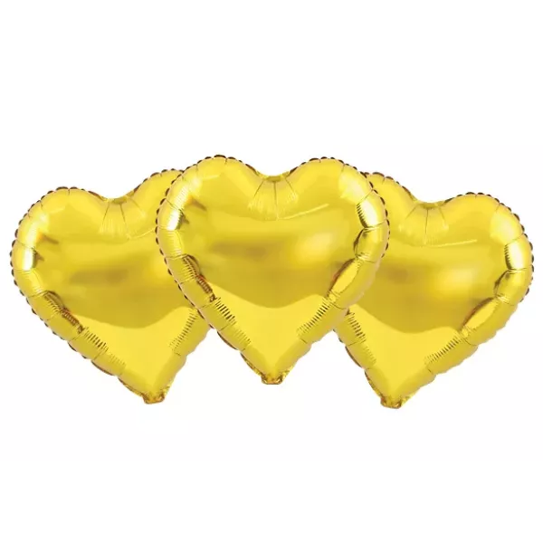 SET GLOBO CORAZON DORADO METAL 5 x 10u