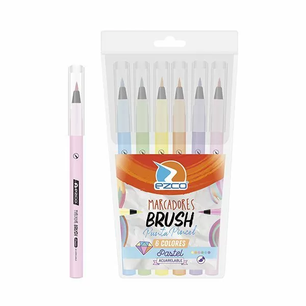 MARCADOR PUNTA PINCEL PASTEL EZCO x 6u