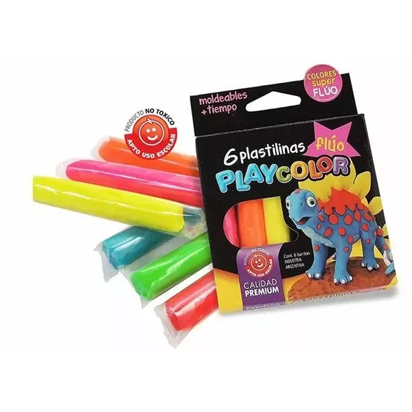 PLASTILINA PLAYCOLOR FLUO X 6U SURTIDAS