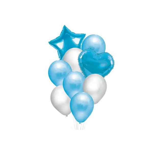 SET GLOBOS PREMIUM OVNI x 9u CELESTE