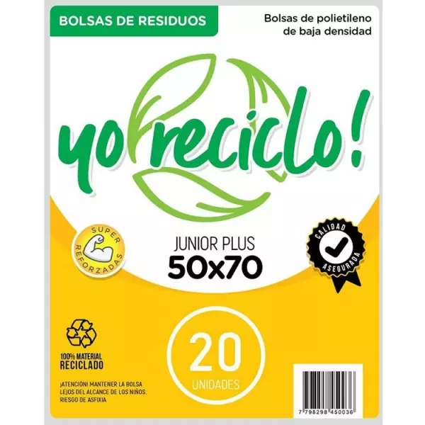BOLSA RESIDUO YO RECICLO JUNIOR PLUS 50X70X20U.