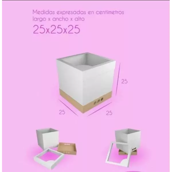 CAJA DRIPCAKE CON VISOR 25X25X25 CM (TORTA ALTA)