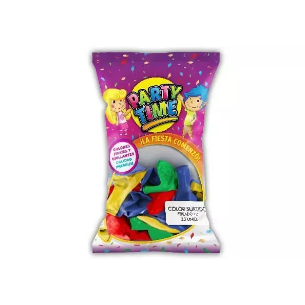 GLOBO PARTY TIME PERLADO 12 X 25U SURTIDO