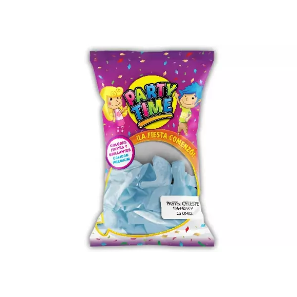 GLOBO PARTY TIME PASTEL 9 X 25U CELESTE