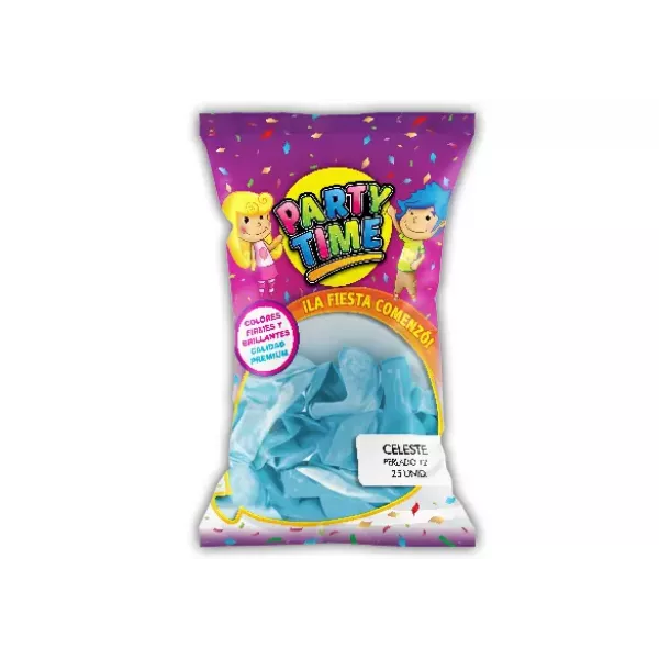 GLOBO PARTY TIME PERLADO 12 X 25U CELESTE