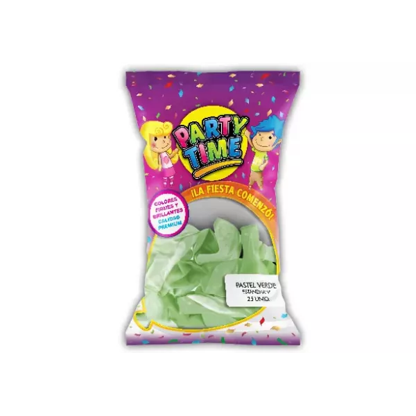 GLOBO PARTY TIME PASTEL 9 X 25U VERDE